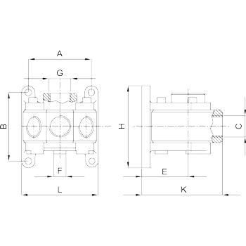 Abmessungen 3-Wege-Verteiler, Eingang Innengewinde