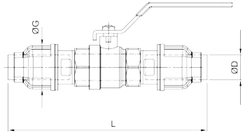 Abmessungen Kugelhahn mit Steckverbindungen (Sondergren)