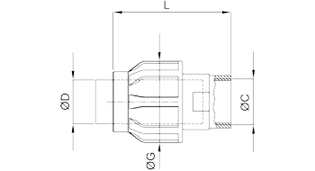 Abmessungen Steckverbinder, einseitig - Innengewinde, Aluminium