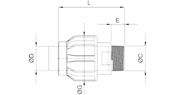 Abmessungen Steckverbinder, einseitig - Auengewinde, Aluminium